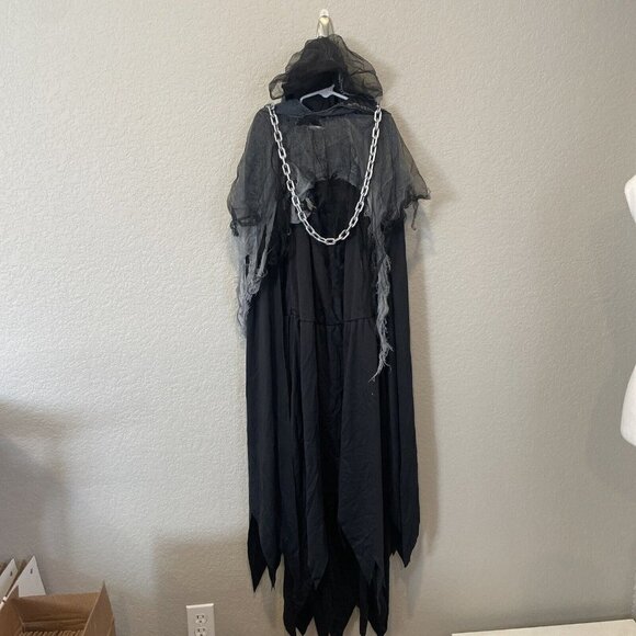 Girls Size Medium 12-14 Miss Reaper Tween Halloween Costume Dress Cape Chain - Picture 4 of 12